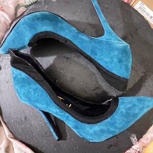 London Trash Blue and Black Heels